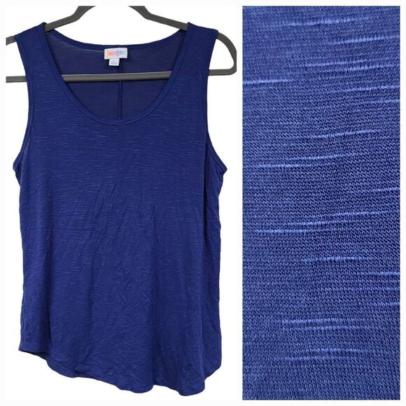 LuLaRoe Tank Top Women's L 14/16 Butter Soft Blue Slub Knit Sleeveless T-Shirt - Picture 1 of 8